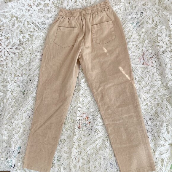 Paper-bag High-waist Drawstring Trouser Pants Tan - XS - Picture 3 of 6